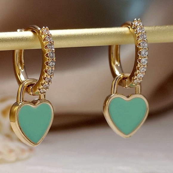 Luxe Gold Tone Heart Cubic Zirconia Multi-wear Earrings - Picture 9 of 9